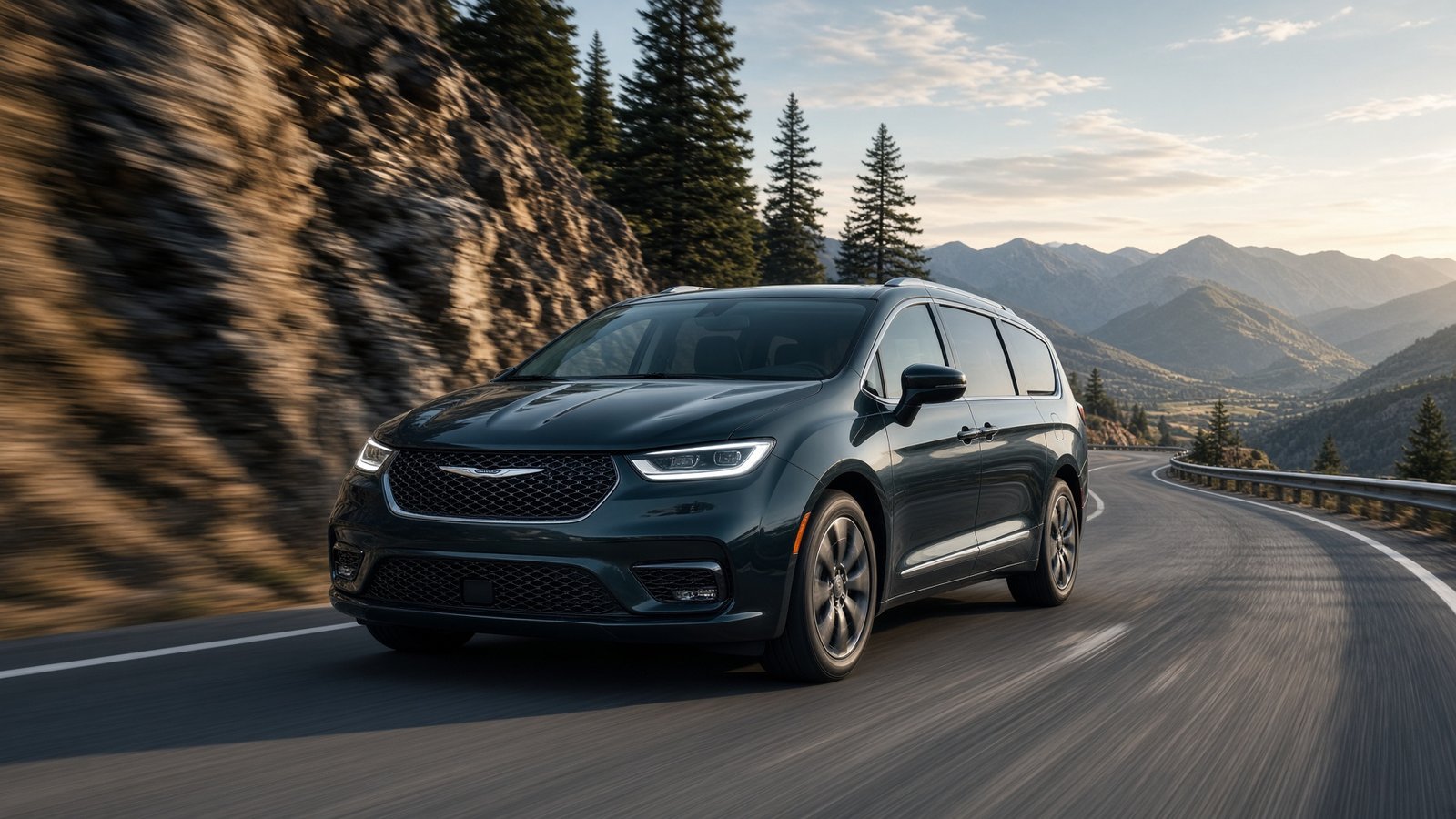 2027 Chrysler Pacifica on a mountain highway