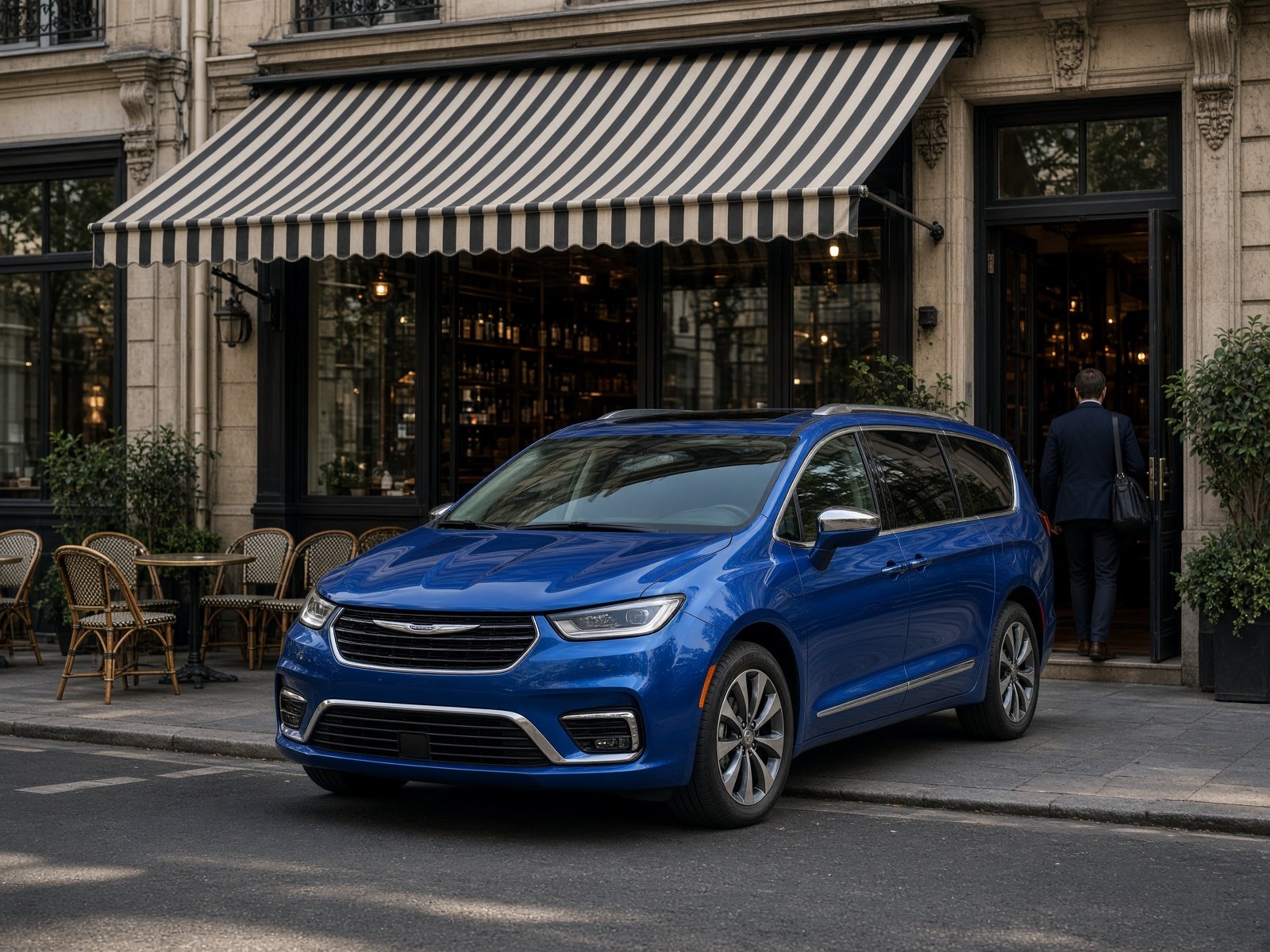 Chrysler Pacifica at a cafe