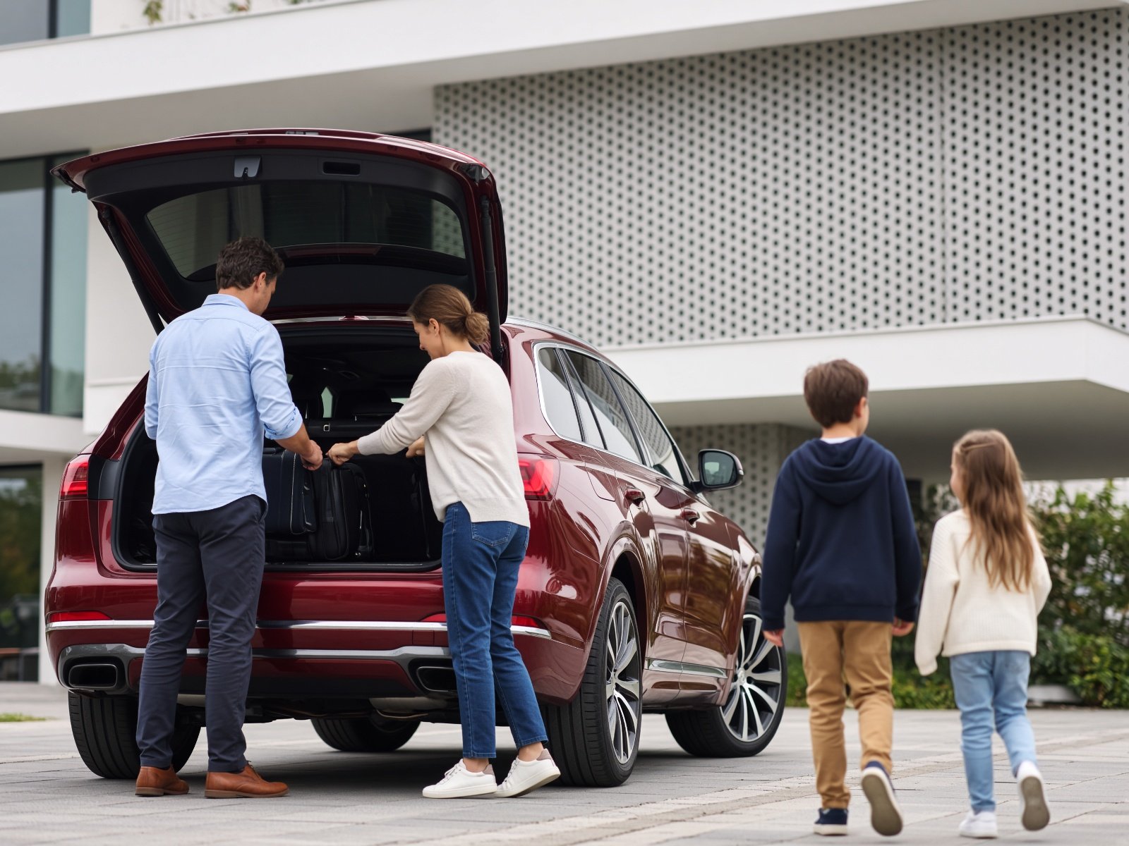 Mazda owners loading a crossover