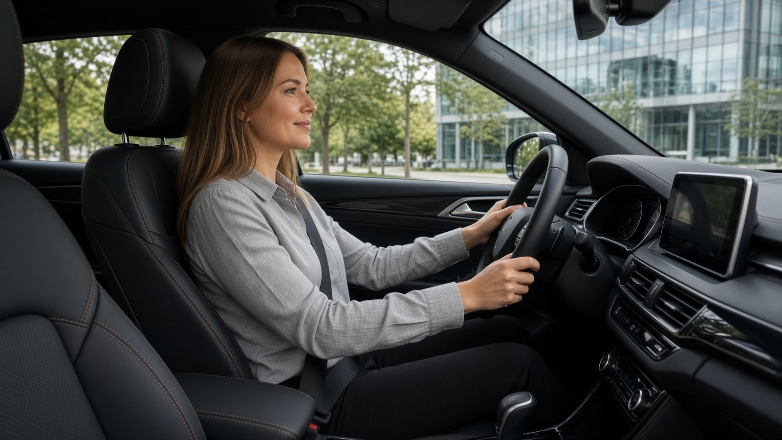 Mazda driver behind the wheel