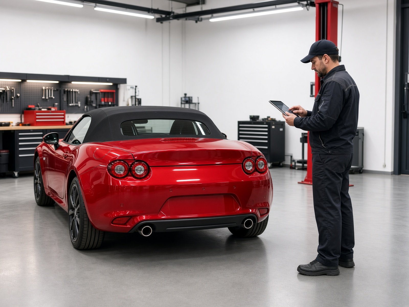 Mazda MX-5 in the service bay